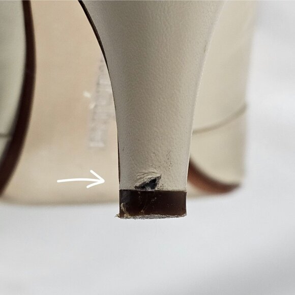 Womens 8.4M Cream Gold Open Toe Formal Business Casual Office  3" Pump Heel Shoe - Picture 3 of 14